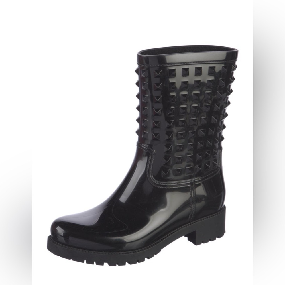 VALENTINO Rock Stud Glossy Rubber Rainboots - Size 9 - Picture 2 of 16